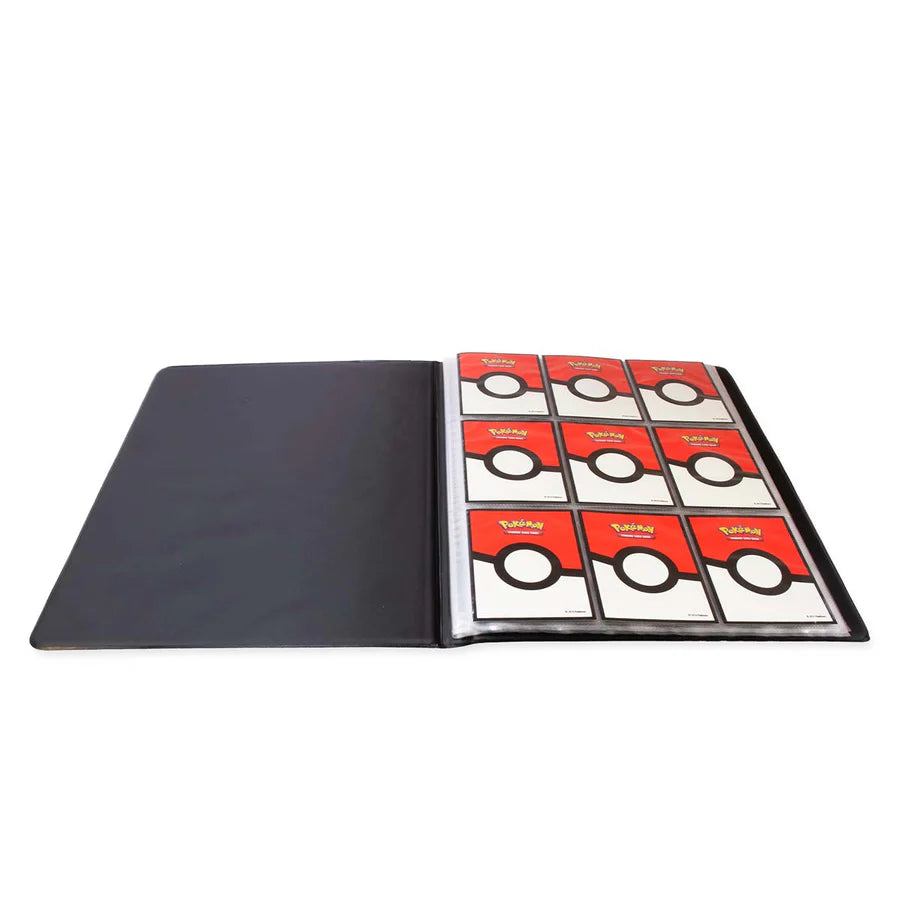 Innenansicht des Pokémon Destined Rivals Ultra Pro 9-Pocket Binders mit Kartenfächern