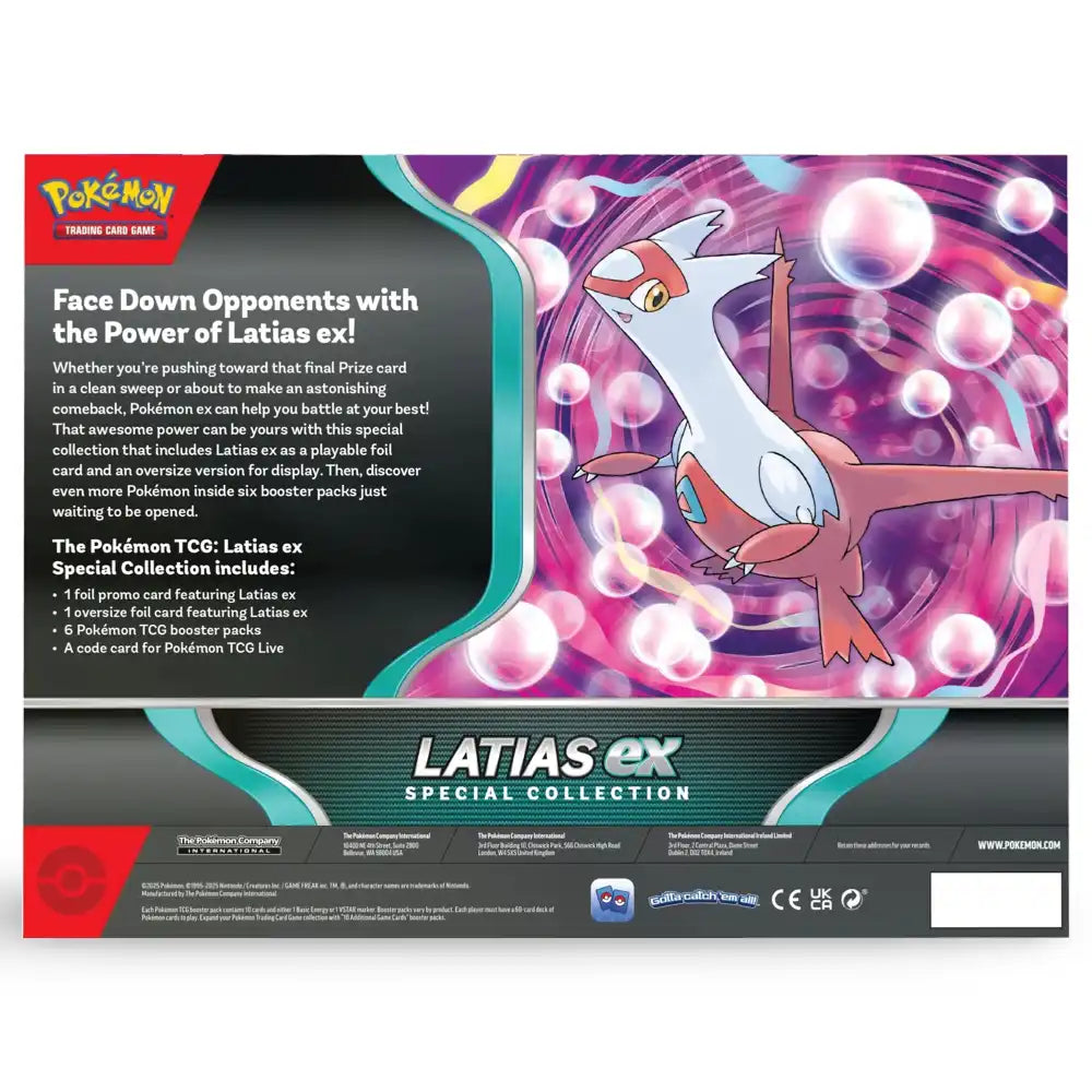 Rückseite der Pokémon Latias ex Special Collection mit Produktdetails (Englisch)
