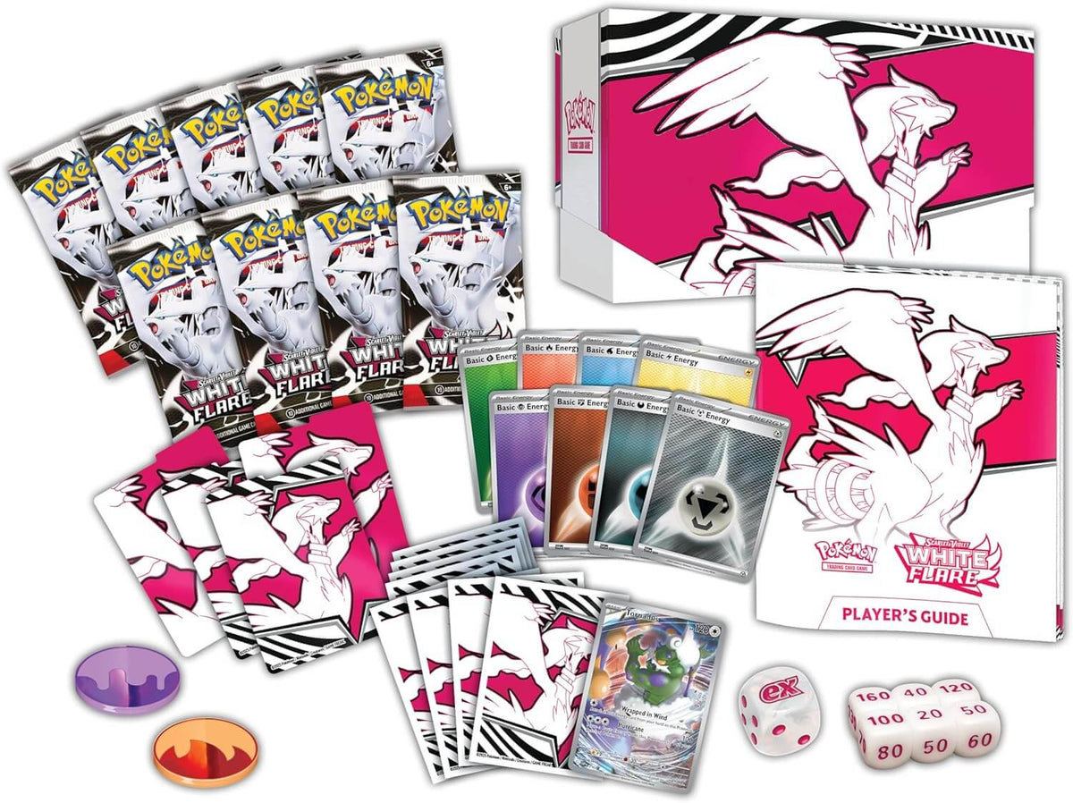 Inhalt der Pokémon White Flare Elite Trainer Box – Zubehör, Hüllen, Promo u.v.m. (Englisch)