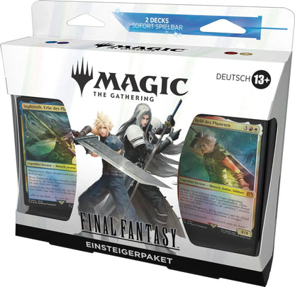 Seitliche Frontansicht des Magic: The Gathering – Final Fantasy Einsteigerpakets mit Cloud und Sephiroth (Deutsch)