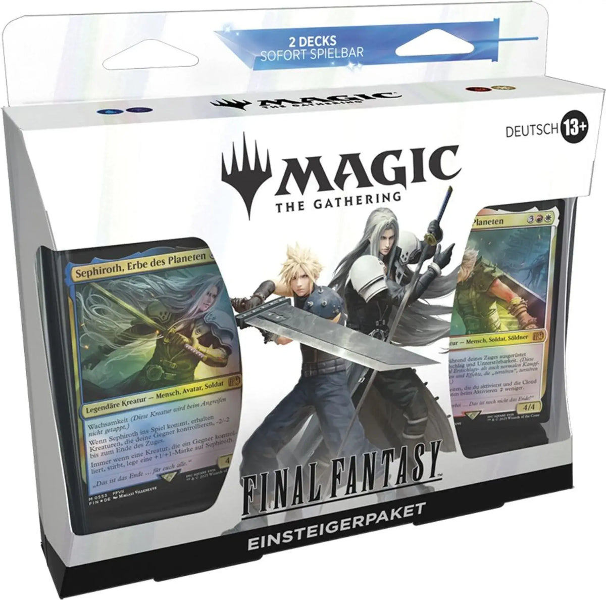 Frontansicht des Magic: The Gathering – Final Fantasy Einsteigerpakets mit Cloud und Sephiroth (Deutsch)