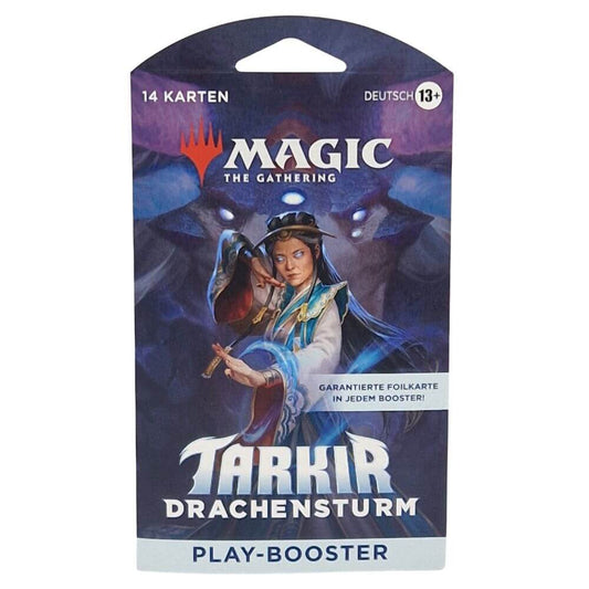 Magic Tarkir Drachensturm Sleeved Booster (Deutsch) mit Clan-Kriegerin und Drachen auf dem Cover