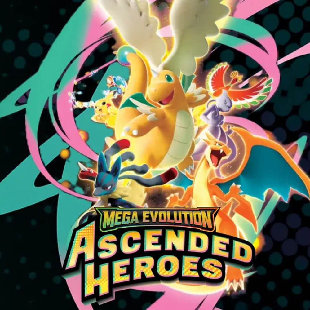Pokémon TCG Ascended Heroes Artwork mit Mega-Entwicklungen und legendären Pokémon