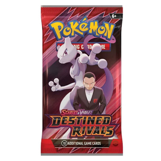 Einzelnes Pokémon Boosterpack Scarlet & Violet: Destined Rivals (EN) mit Artwork von Giovanni & Mewtu"