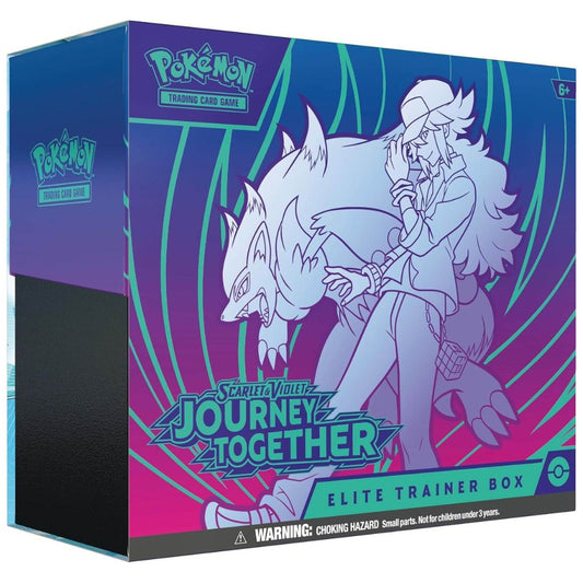 Front view of the Pokémon Journey Together Elite Trainer Box (EN) featuring N and Zoroark