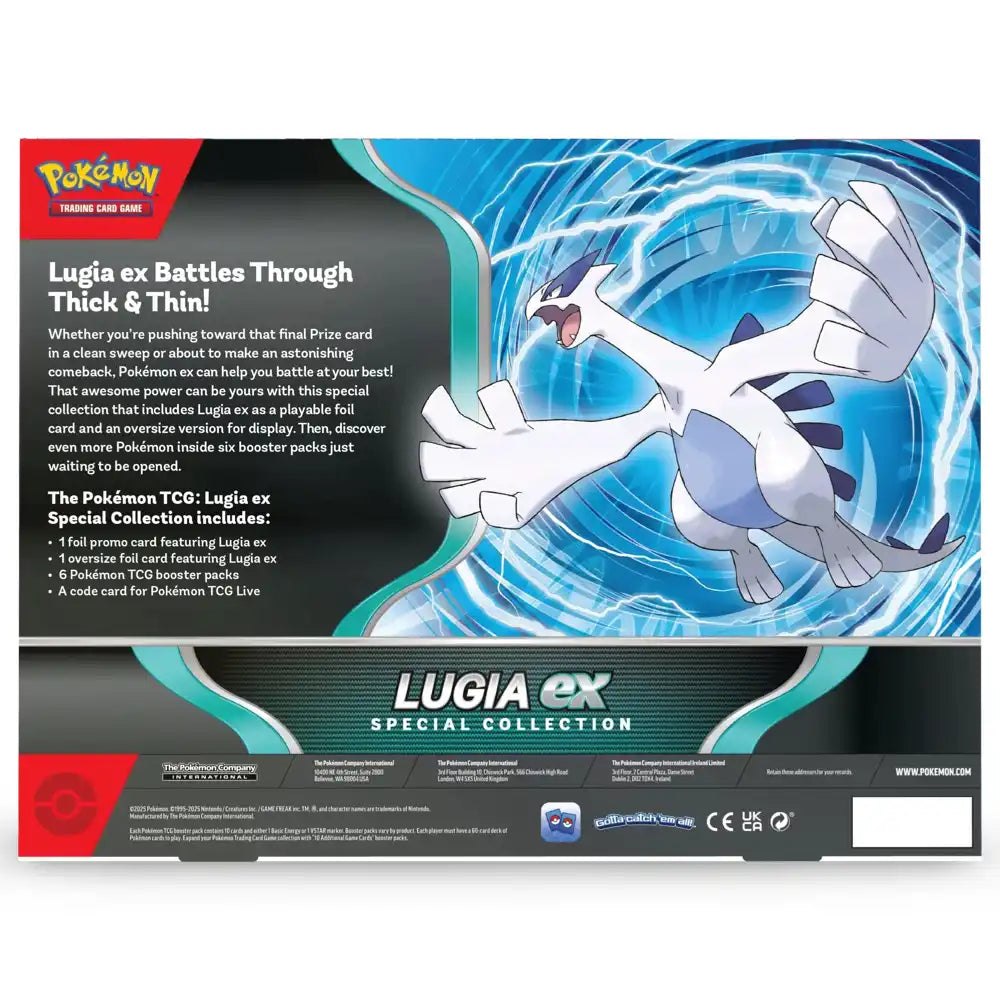Rückseite der Pokémon Lugia ex Special Collection mit Inhaltsübersicht (Englisch)
